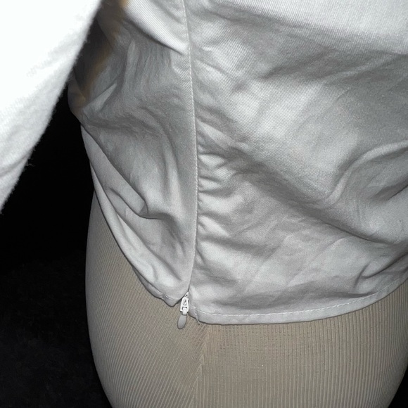 New ZARA WHITE GATHERED POPLIN SHIRT, Medium - Picture 9 of 10